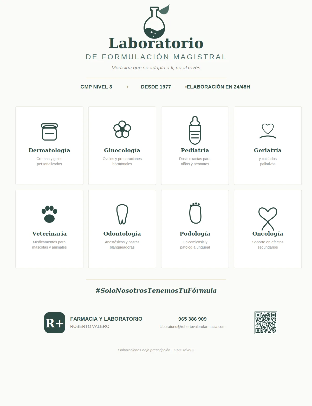 servicios del laboratorio de formulacion magistral
